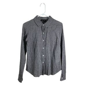 Agnes b. Black and White Crinkled  Button-Up Shirt